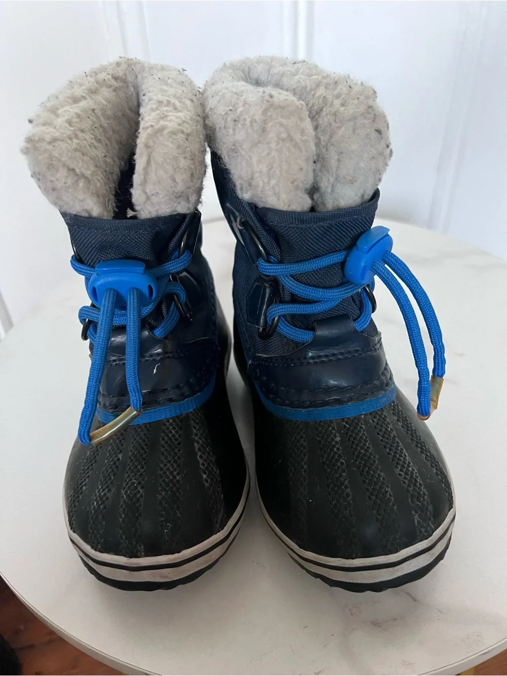 SOREL Kids Snow Boots Navy Blue Fleece Lined Waterproof Winter Duck Boots 8C